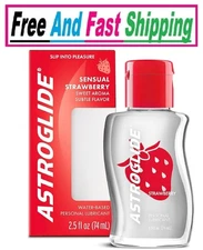 Astroglide Water Based Flavored (2.5oz),Edible Strawberry Personal Lubricant NEW