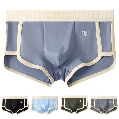 Mesh Boxershorts für Herren atmungsaktiv Eis Seide Unterhose mit U Konvex Beutel