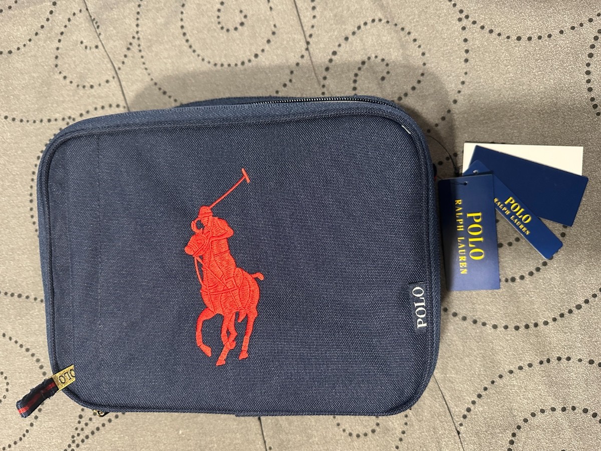 RALPH LAUREN NAVY BLUE LUNCH BOX BIG RED PONY LOGO INSULATED ONE