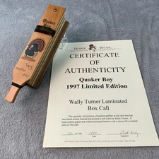 1997 Dick Kirby Quaker Boy Custom Turkey Box Call 52/100 Artwork by Turner w COA