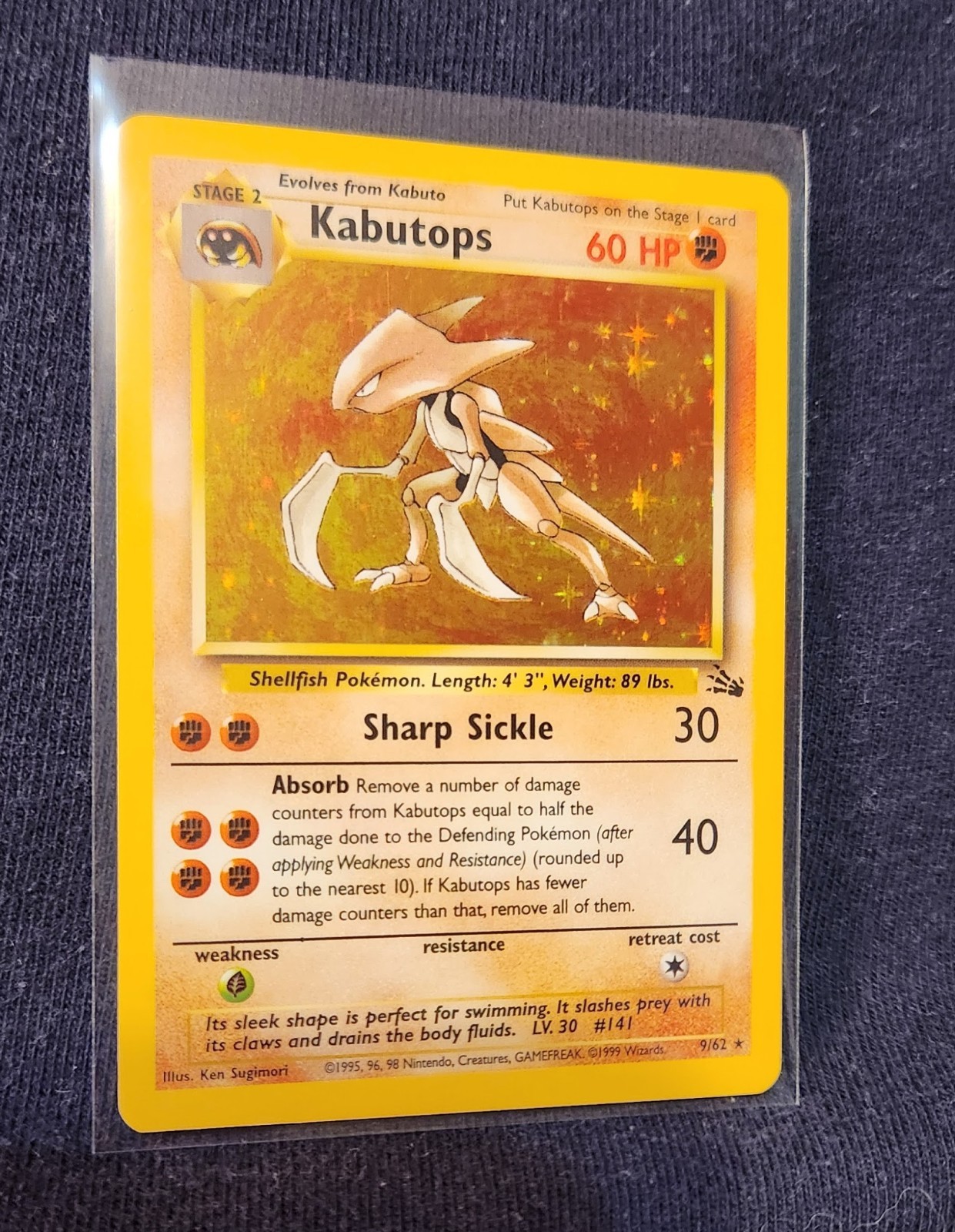 Kabutops - 9/62 - Pokemon Fossil Holo Rare Card WOTC LP