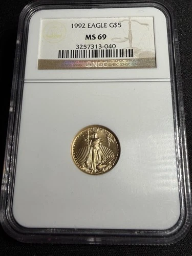 U.S. Mint American Eagle 1992 $5 Gold Coin 1/10 oz NGC MS 69