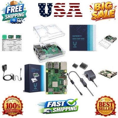 Raspberry Pi 3 B+ B Plus with Dual Clear Case, 2.5A Power Supply, Heatsinks, ...