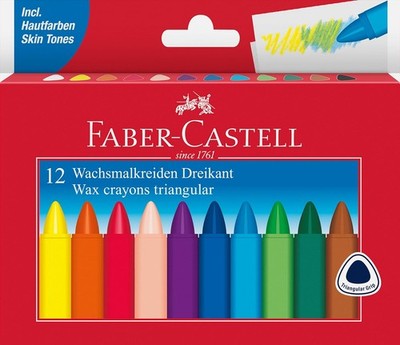 FABER-CASTELL 120010 Dreikant Wachsmalstifte 12er Etui