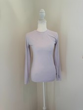 FIGS Palmer Ribbed Long Sleeve Underscrub Shirt Lavender Purple Slim Fit XXS