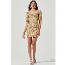ASTR the Label Floral Puff Sleeve Square Neck Mini Dress | Size S