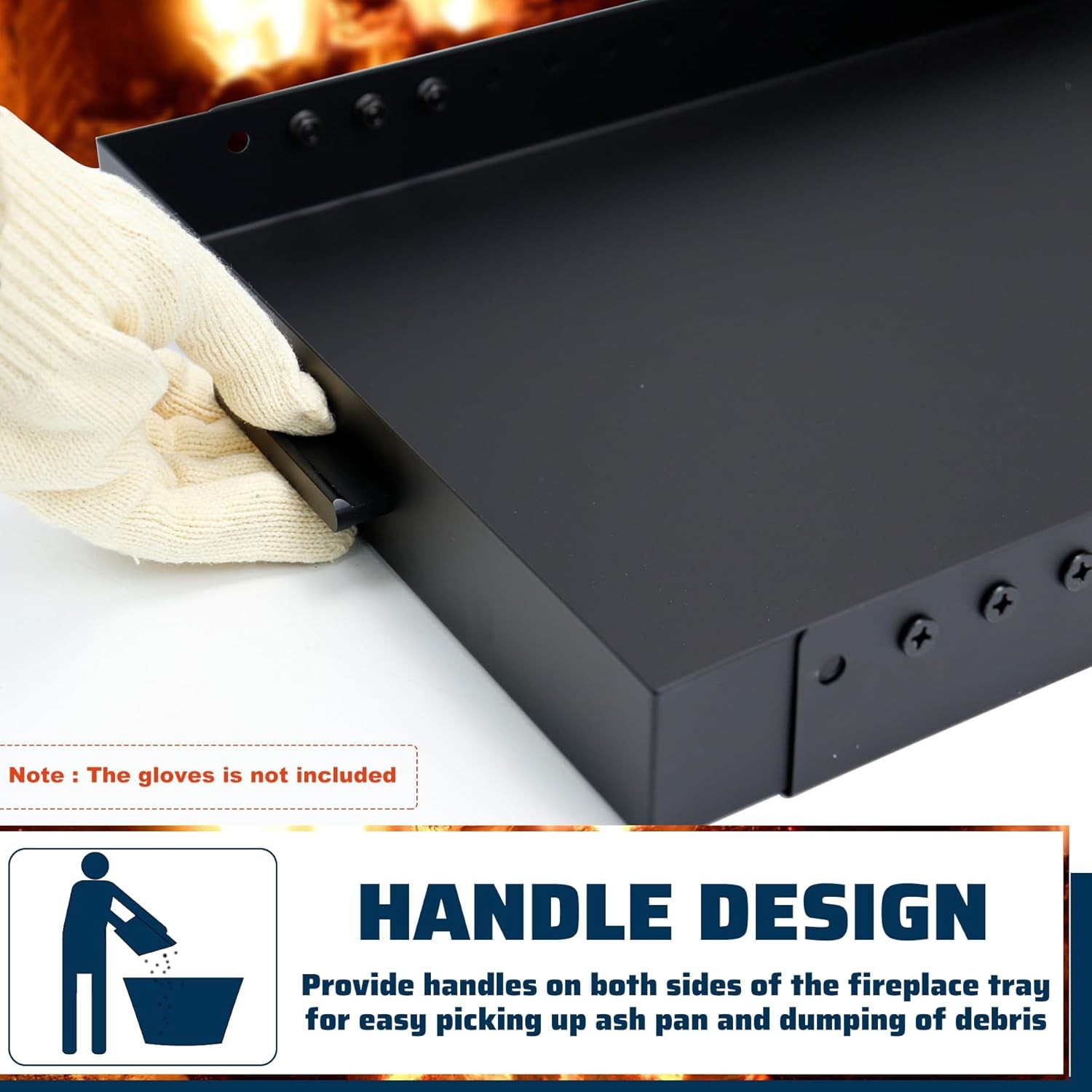 Rectangle Fireplace Tray Small Size,13" Front to Back Adjustable Ash Pan for... 