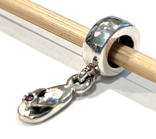 PANDORA 790428CZR Dangle Flip Flop CZ Charm SterlingSilver ALE 925 + BAG RETIRED - Picture 4 of 8