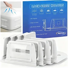 Upgrade Bed Sheet Holders for Corners: 4Pcs Fitted Lock Sheet Holders Keep Sheet