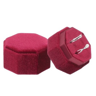 Velvet Ring Box, 2-Slot Octagon Ring Display Box, Red