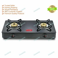 Prestige Gas Oven Iris LP GTI 02 With Coated Body Glass Top 2 Brass Burner