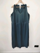 Next Long Maxi Dress Size 20 Womens Teal Blue Occasion Satin Sleeveless 