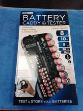 Geek Tek Battery Storage Caddy Tester AA, AAA, C, D, 9V , Holds 72 Batteries
