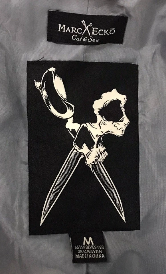 Abrigo deportivo de trabajo Marc Ecko Union Jack parche gris a rayas M Foto 3 de 4