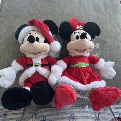 NWT Shanghai Disney Mickey Minnie Mouse Holiday Plush Toy Christmas 2Pcs/s