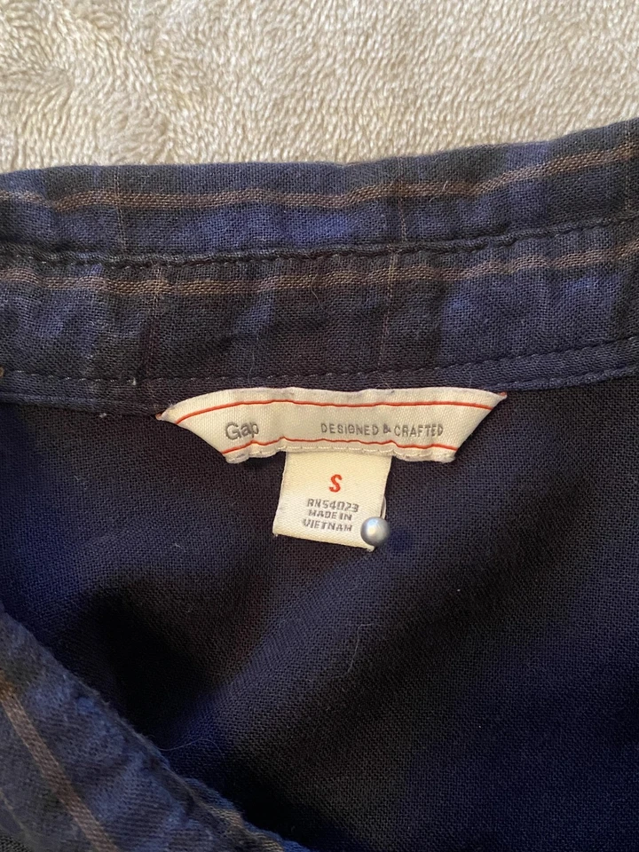 Gap Shirt Dress Womens Sz S Navy Plaid Lined Pockets Long Sleeve Preppy Academia - Image 4 of 4