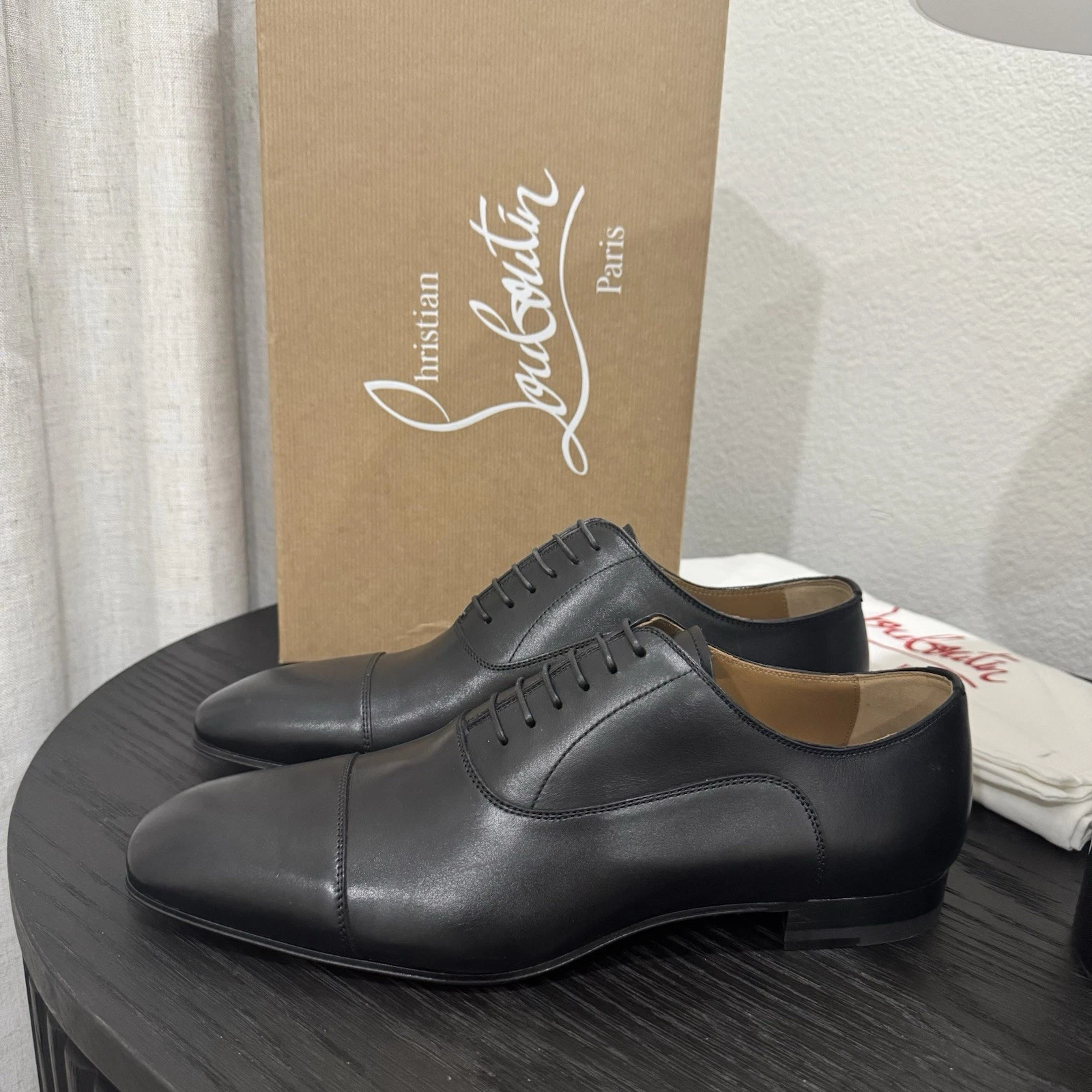 Christian Louboutin — Christian Louboutin Greggo Lace-Up Dress Shoes Leather Black 41