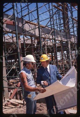 SL19 Original slide 1970 s  Omaha  Hi Rise Construction Crew workers 978a