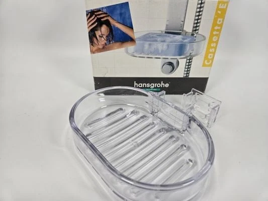 Jabonera Hansgrohe para barra de pared Unica'E 28685 transparente Cassetta'E hecha en Alemania nueva en caja Foto 4 de 4