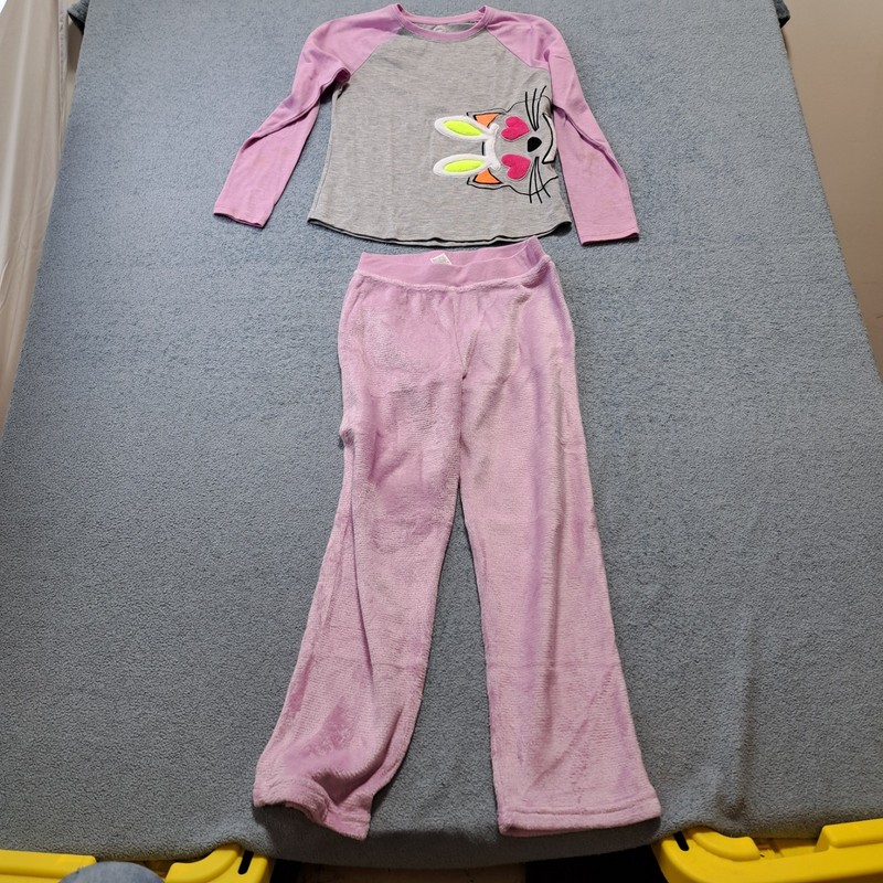 Wonder Nation Pajama Set Girls Size Large Pink Graphic Print Casual