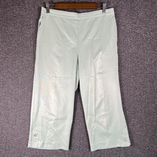 Alfred Dunner Dress Pants Womens Sz 10 Green Elastic Polyester Pull On, 30x19.5