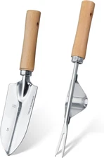 Garden Tool Set 2PCS Stainless Steel Hand Tools Wooden Handle Gardening Kit Gift