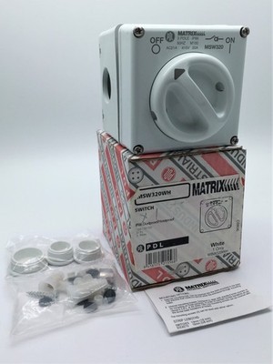 PDL Matrix MSW320WH Switch 20A  M150 415V 3 Pole 1 Isolator IP66 White 