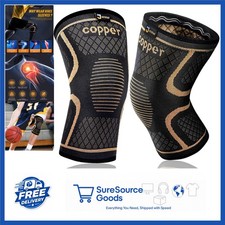 Copper Compression Knee Sleeves for Arthritis Sports Recovery Large 2 Pack