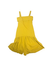 Pinch Mustard Yellow Midi Dress Women Large Tiered Tie Back Cottagecore