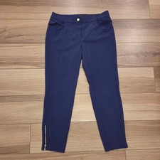 Women's Escada Blue Ankle Pants with Gold Zippers US 8 33" waist