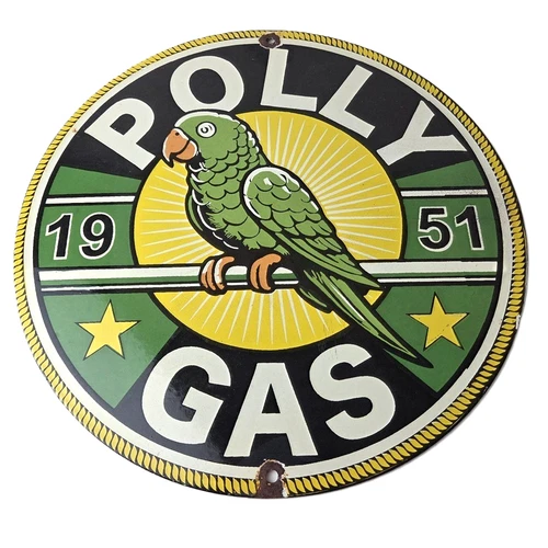 Vintage Polly Motor Oil Sign - Porcelain Advertisement Gasoline Pump Sign