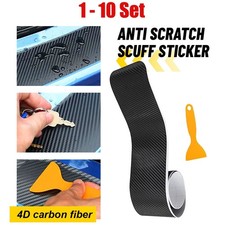 4D Carbon Rear Fiber Sticker Bumper Guard Plate Protector Trunk Trim Cover 1-10X