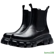 Men's shoes Genuine Leather Platform Thick Sole Heel 6cm pull on Boots dress 