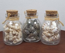 Set of 3 Mini Seashell Bottles Beach Decor, Coastal Spell Jars, Mermaid Theme