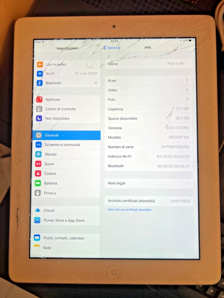 Apple ipad 3 Wi-Fi 32gb bianco display crepato cover magnetica e cavo usb - Immagine 2 di 4