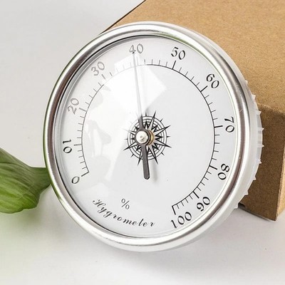 Premium Analog Hygrometer   All-Steel Silver Precision Humidity Gauge  1 Year W/