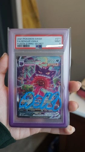 Pokemon Gengar VMAX Fusion Strike Secret Rare Full Alt Art #271 PSA 9 Signed