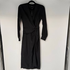 NWT Rag & Bone Amber Midi Sheath Dress Womens Size 4 Black Side Slit Long Sleeve