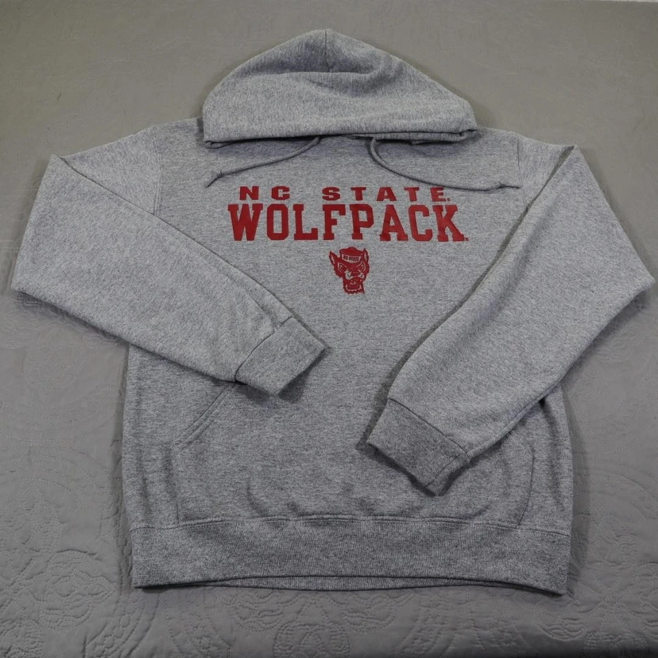 VTG NC State Wolfpack Hoodie Sweatshirt Mens S Gray Graphic NCAA College Jerzees - Image 2 of 4