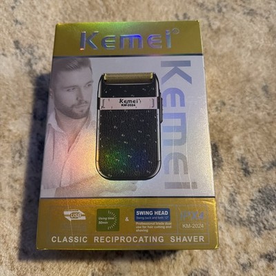 Kemei KM-2024 Rechargeable Men's Electric Shaver - Black/Gold