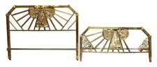 Art Deco Brass Peacock Full Size Headboard Set