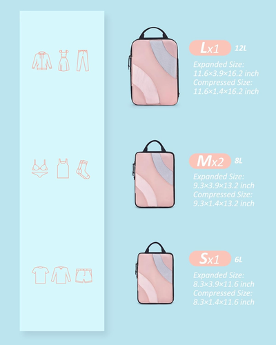 Compression Packing Cubes, 6 Set/4 Set/2 Set Travel Packing Cubes for Carry on S - Picture 2 of 12