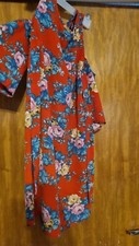 Orange floral dress size with cut off shoulder sleeve 10