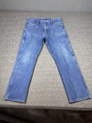 Wrangler Cowboy Cut Jeans Mens 38x32 Blue Denim Western Workwear Act38x30