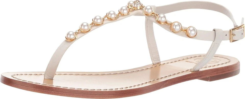 NUEVO EN CAJA Sandalia Tory Burch Cuero Perla Emmy Lino Blanco - 10.5 9.5 Foto 4 de 4