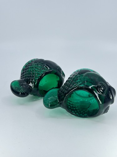 2 VINTAGE Summer Oasis Fish Shaped Candle Holders Forest Green 1960s - Picture 7 of 24