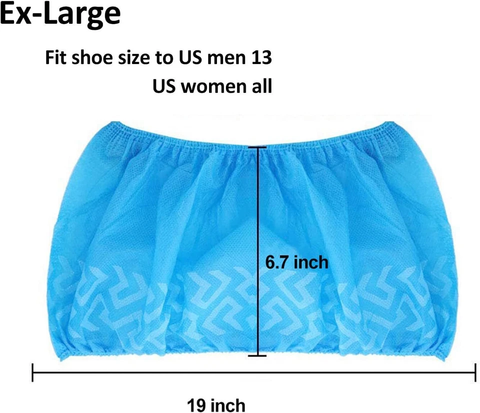 Case of 1000 Disposable Blue Polypropylene Shoe Cover with Tread XL Size - Image 2 of 4