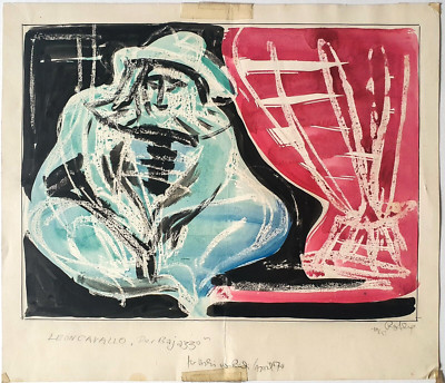 Grafik Print Monotypie Rudolf Rothe Leon Cavallo Bajazzo Signiert 1960 Nachlass