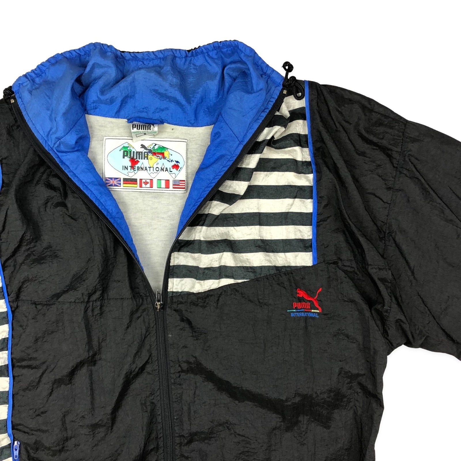 Vintage 80s 90s Puma International Black and White Shell Coat XL image 2