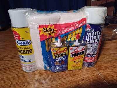 1984 Vtg Liquid Wrench Penetrant Gunk Silicone Lithium Gift Pack New Sealed